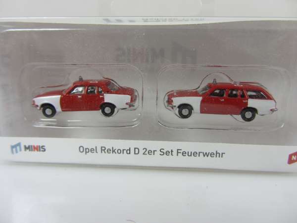 Lemke LC4510 Opel Record 2er Set Feuerwehr, Neu,OVP,M1:160