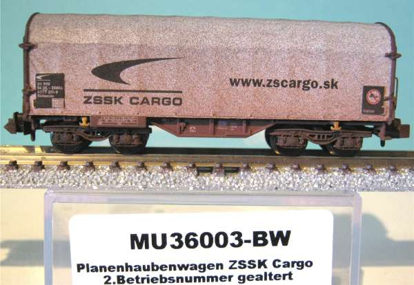 Modellbahn Union MU36003-BW Planenhaubenwagen ZSSK 2.Betriebsnummer gealtert,OVP