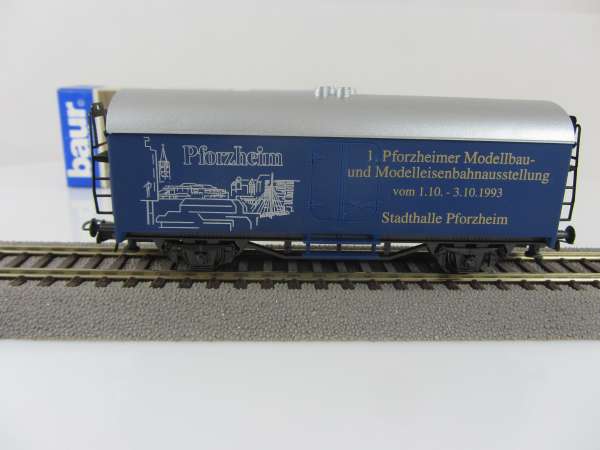 Baur HO Kühlwagen Sonderwagen 1. Pforzheimer Modellbahn-Ausstellung blau mit Verpackung