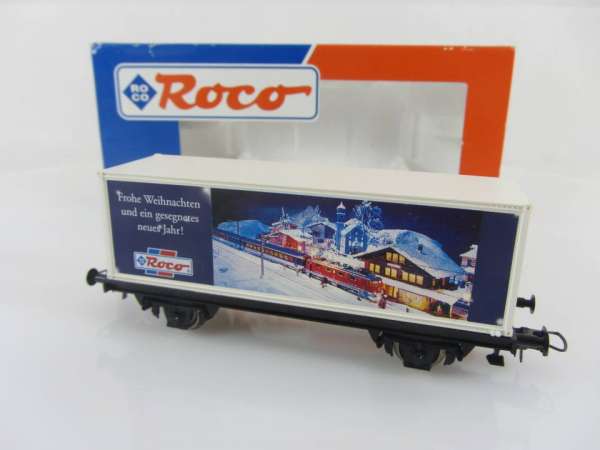 Basis ROCO Containerwagen mit Beschriftung &quot;Frohe Weihnachten&quot; mit Verpackung