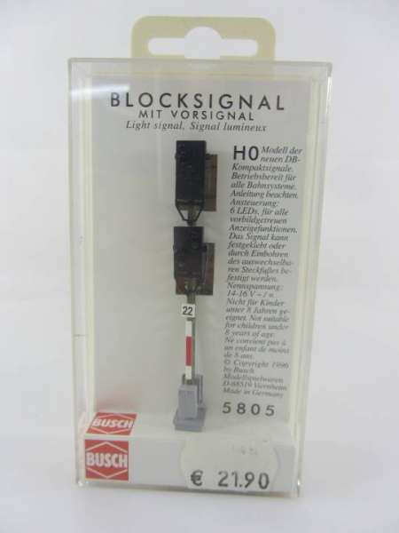 Busch HO 5805 Blocksignal mit Vorsignal 1:87 neu mit OVP
